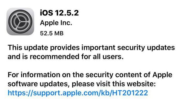 商城苹果手机维修分享iOS12.5.2发布，建议所有老苹果用户安装 